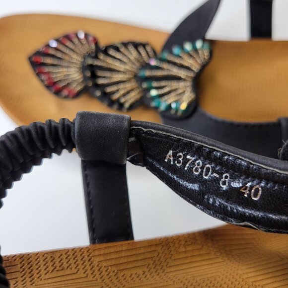 BEADED Sandals Size 9 Elastic Strap Toe Post Cushioned Stylish Sandals NEW - Picture 3 of 10